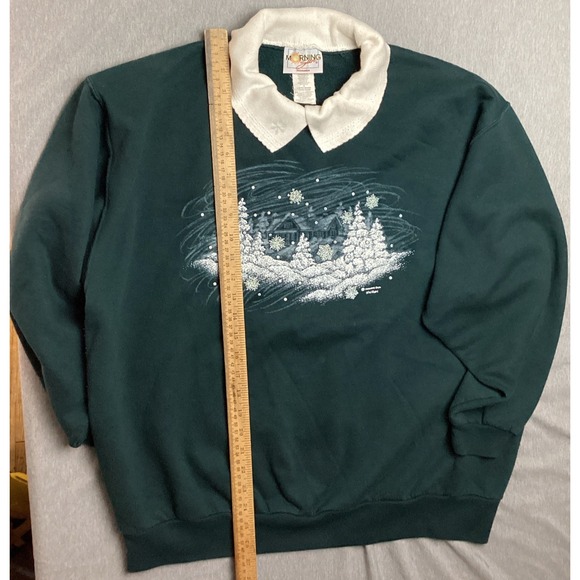 morning sun Sweaters - Vintage Morning Sun Sweater Womens Winter 1xl Embroidered Collar 90s Christmas